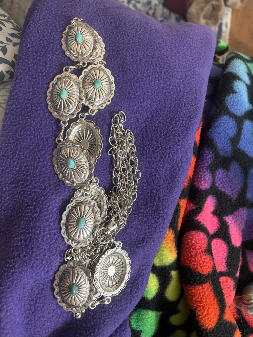 Style Turquoise Concho Belt - Silver and Turquoise